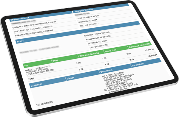 tablet mostrando os recursos do banco de dados do conhecimento de embarque